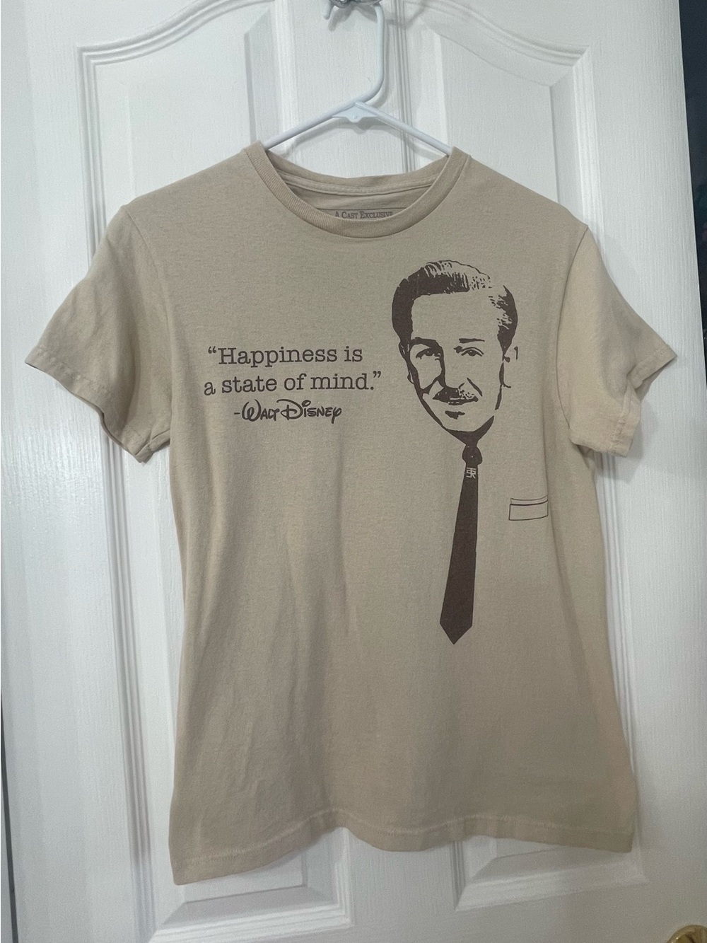 Disney Beige Graphic Tee with Dark Brown Portrait & Quote